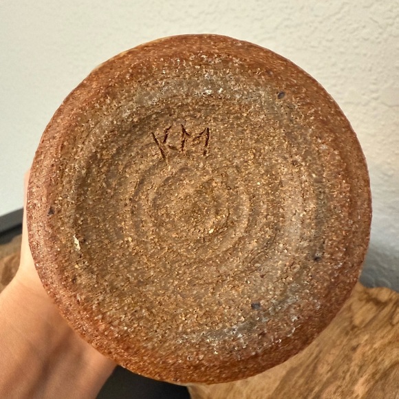 Rustic Brown and Baby Blue Ceramic Vase - Picture 5 of 14